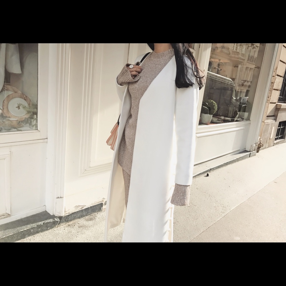 White Trench Coat/ Blazer with Pearls